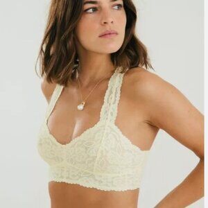 Free People Galloon Lace Racerback Bralette Lemon Water Ice
